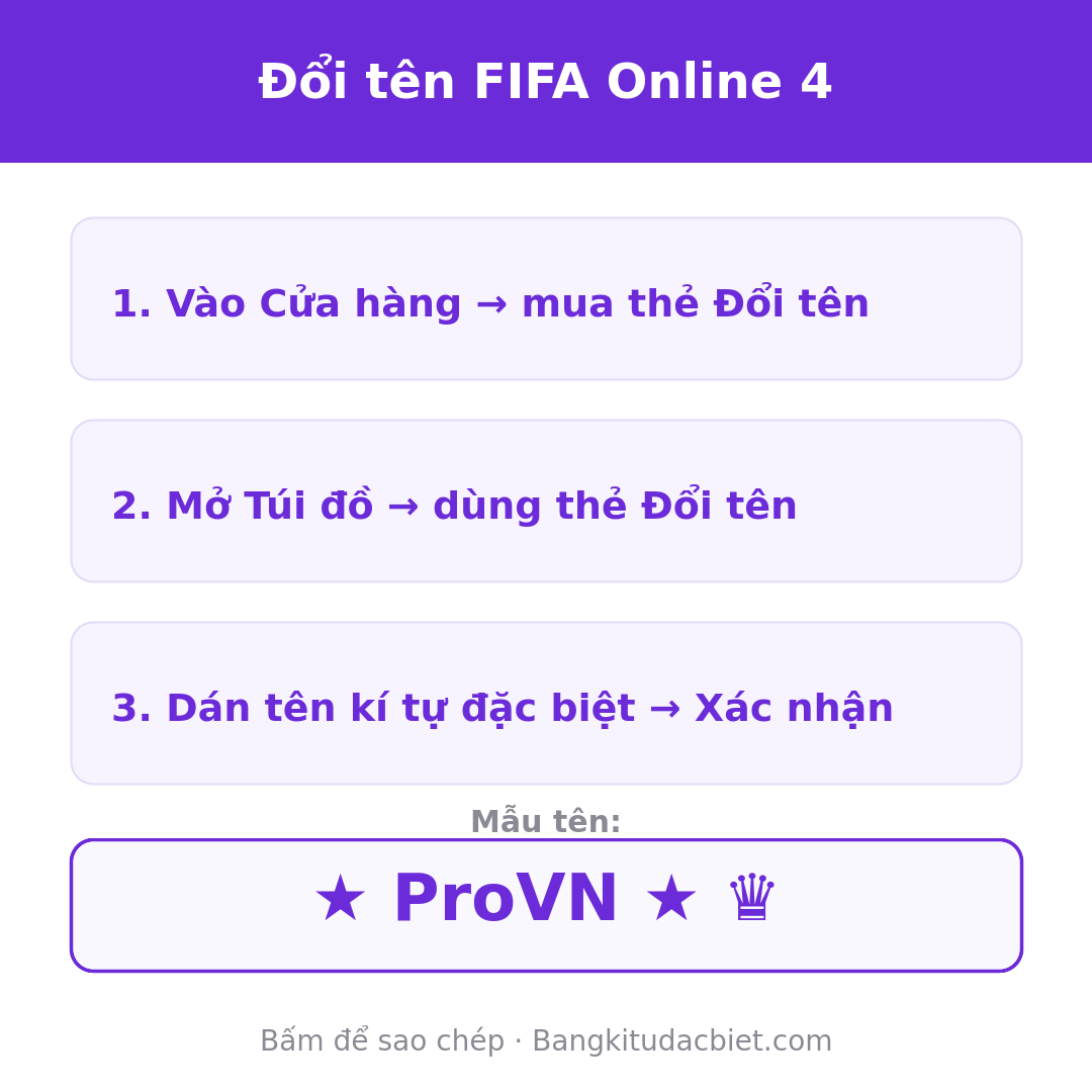 Cách đổi tên FIFA Online 4 bằng kí tự đặc biệt
