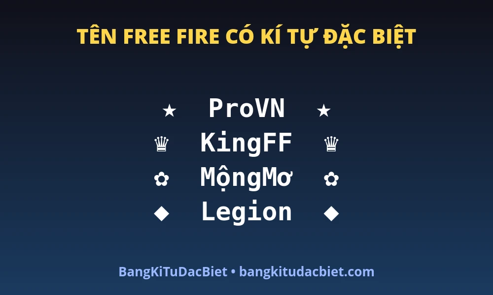 Gợi ý tên Free Fire có kí tự đặc biệt cho nam nữ và quân đoàn